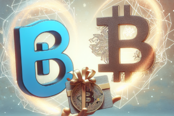 Coinbase logo and Bitcoin symbol representing gift card conversion