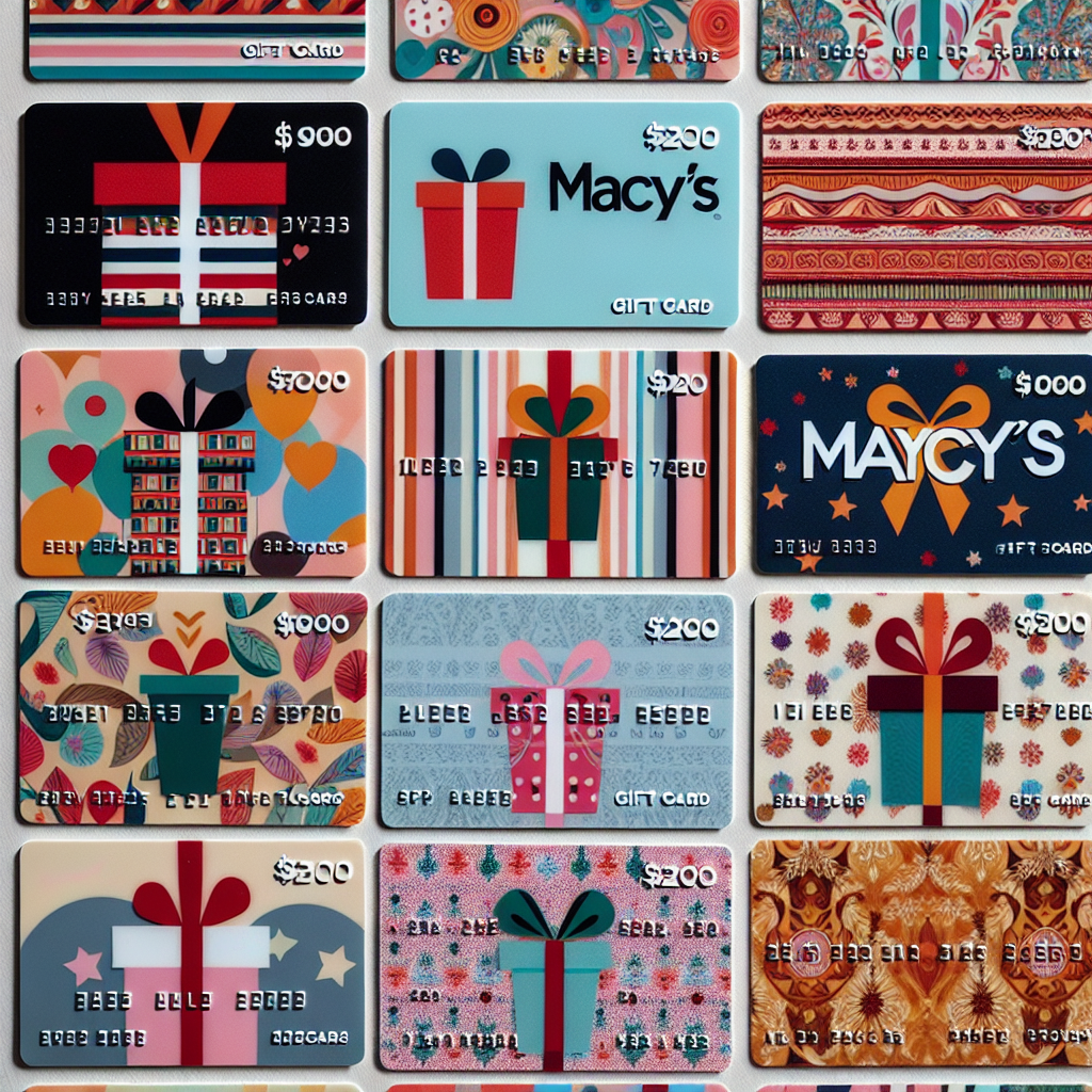 Various types of Macy's gift cards